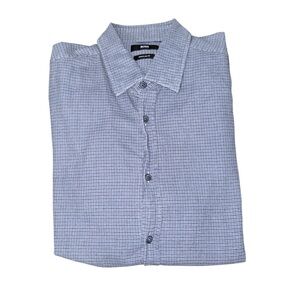 Boss Hugo Boss Men's Button-Up Blue Patterned Shirt Size Large